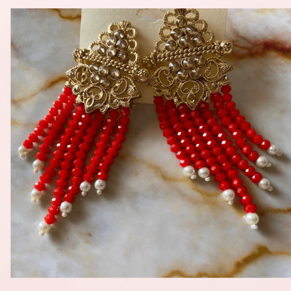 Brass Red Artificial Jhumka Earrings, For Women And Girl, Large at Rs  483/pair in Jaipur